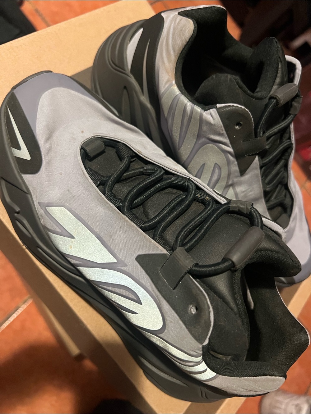 Yeezy Wave Runner-Style Gray and Black Sneakers
